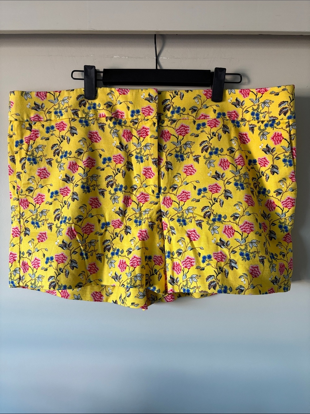 LOFT The Riviera Short Yellow Floral Shorts with Pink and Blue Blooms